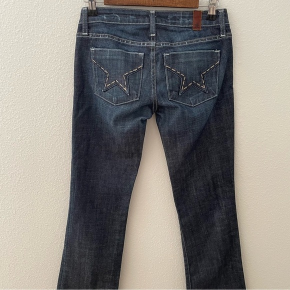 People's Liberation Anthropologie Bella Boot Cut Jeans Dark Wash Distressed - Picture 4 of 8
